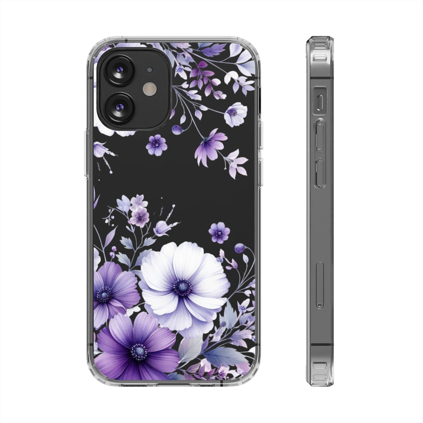 Clear Purple Flower Phone Case