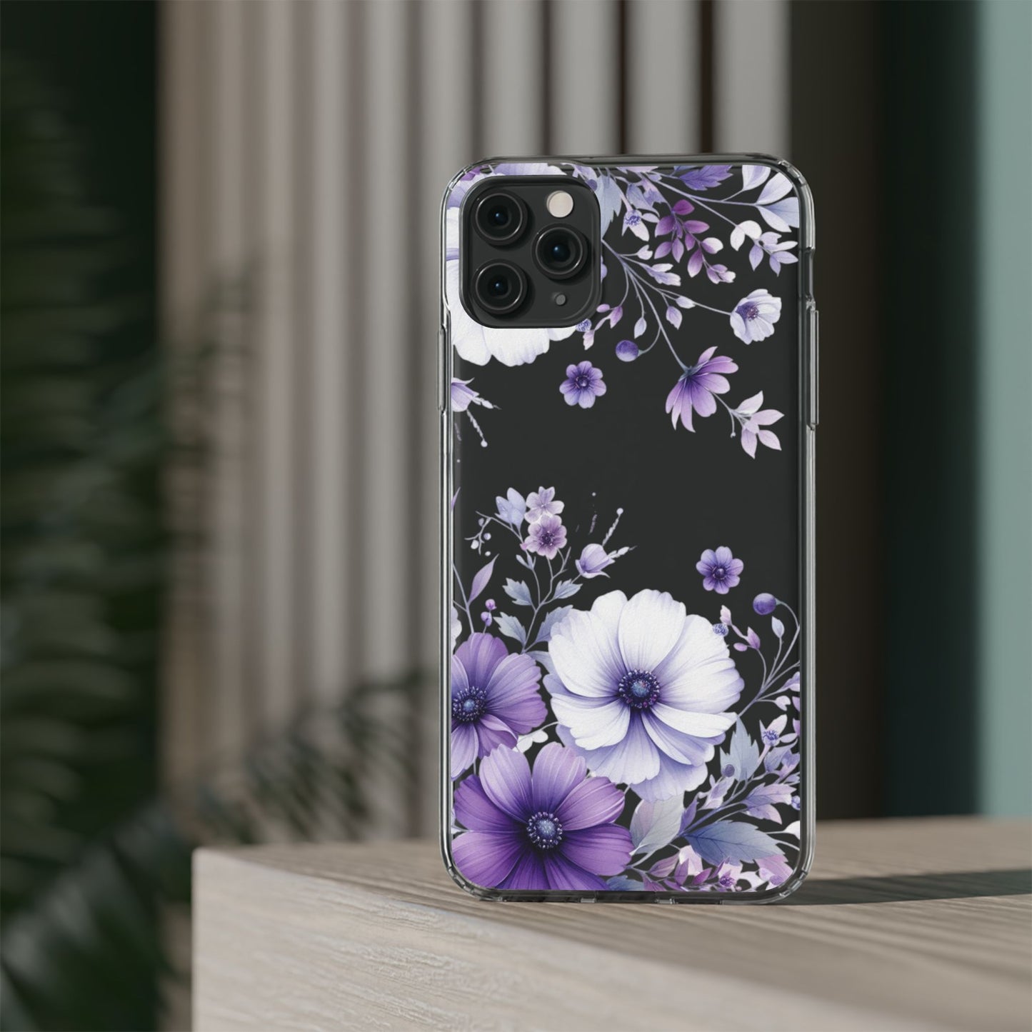 Clear Purple Flower Phone Case