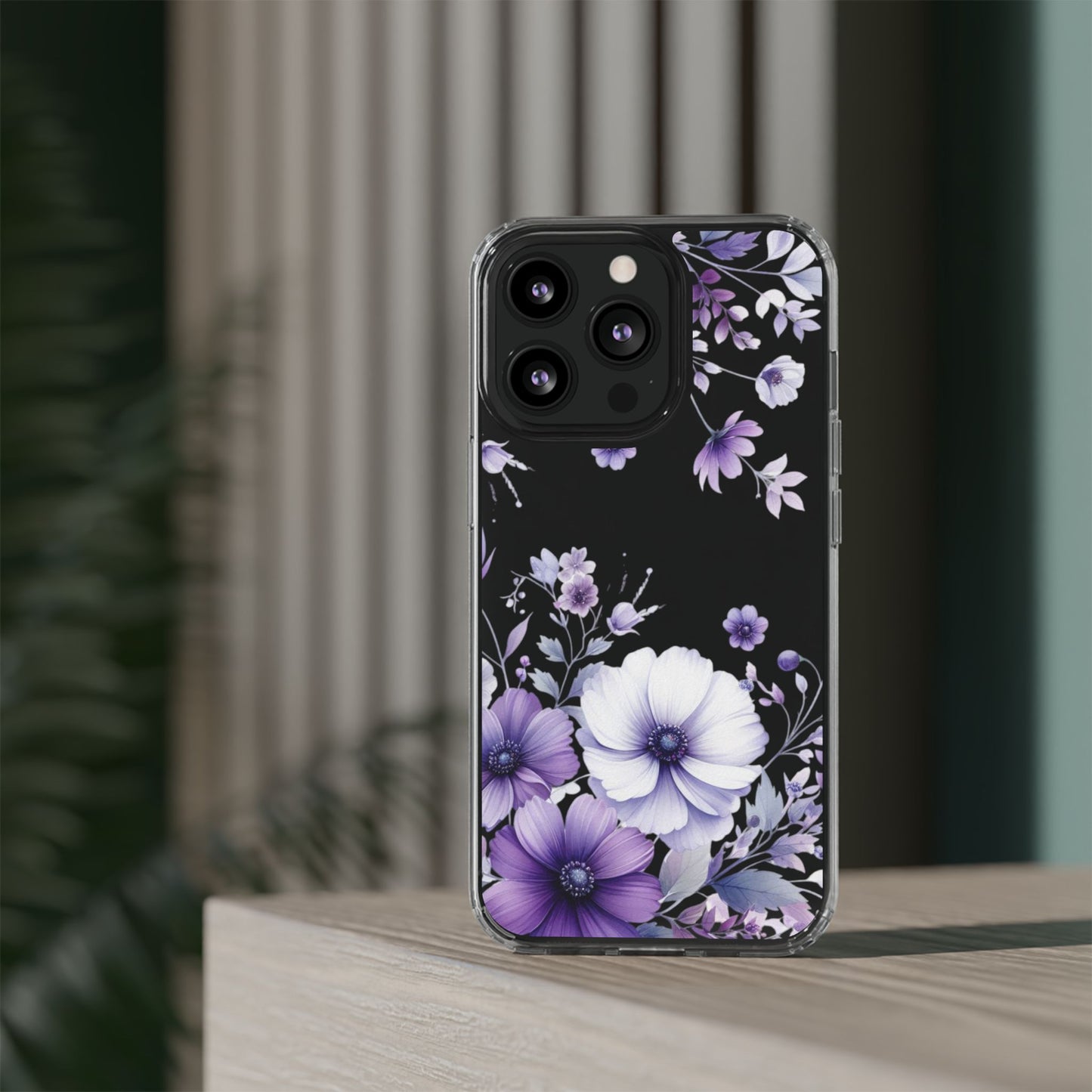 Clear Purple Flower Phone Case