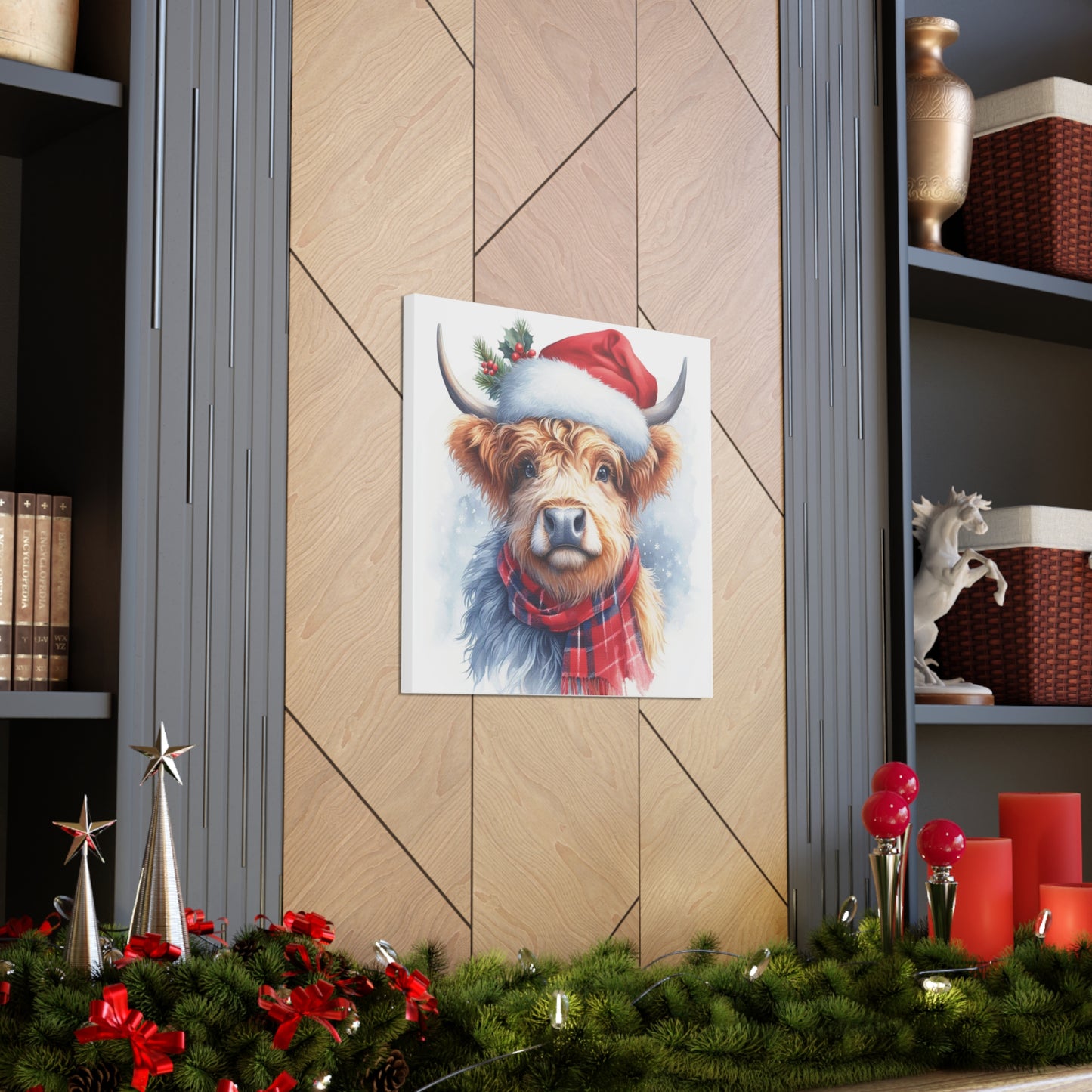 Christmas cow painting