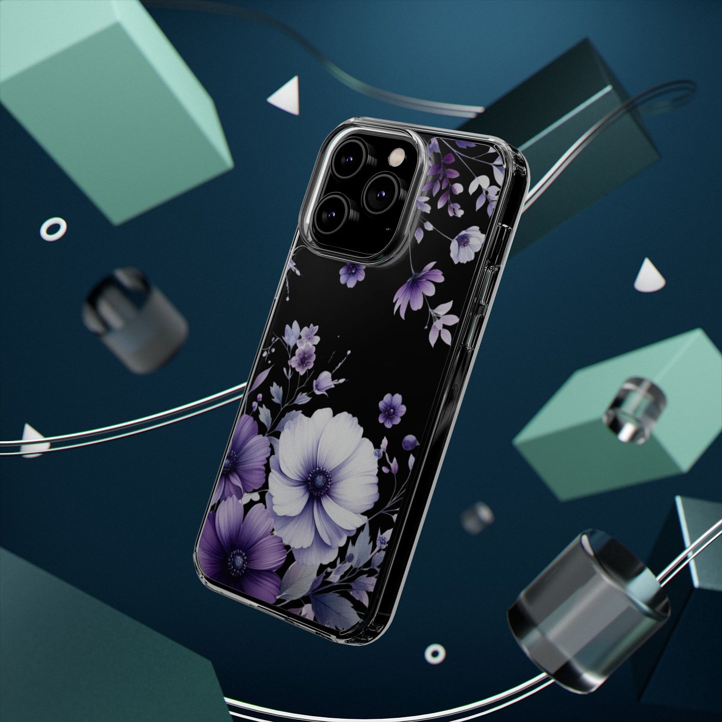 Clear Purple Flower Phone Case