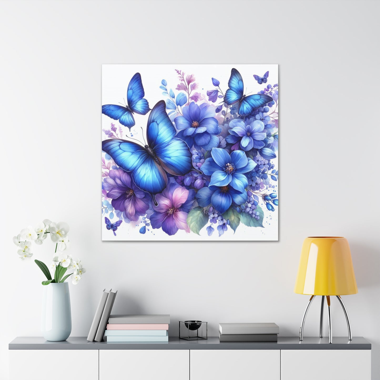 Blue and Purple Butterfly Painting Print