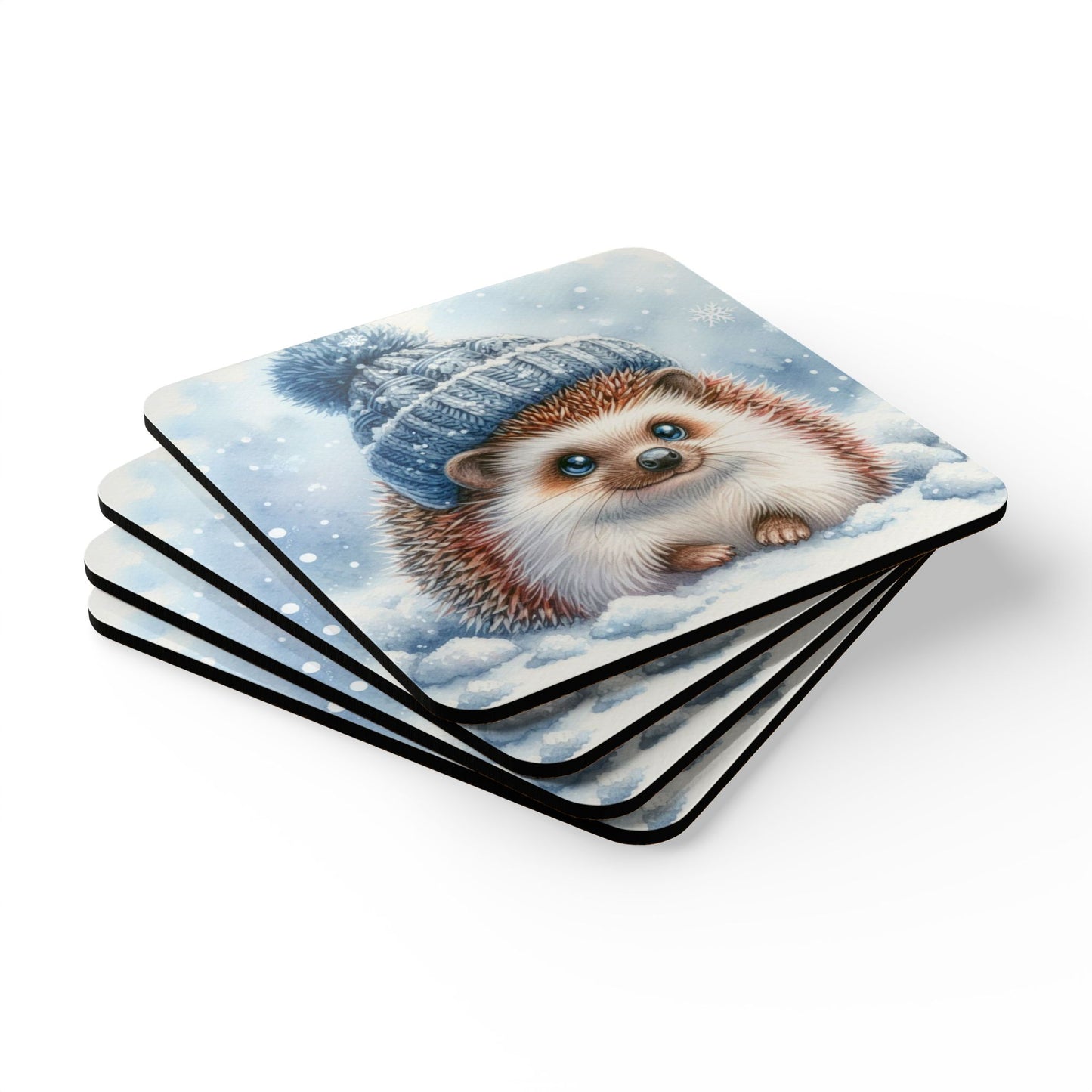 Winter Hedgehog Coaster Set