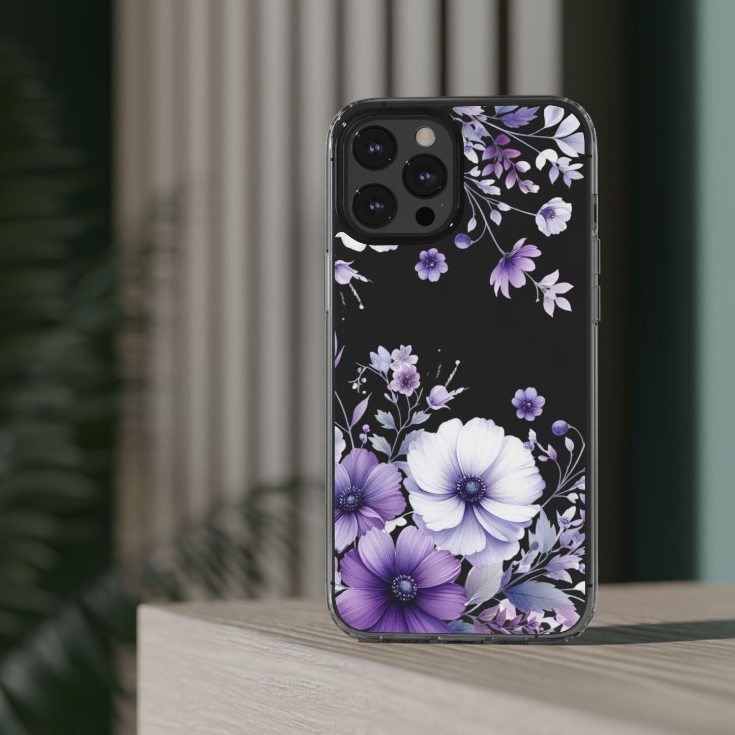 Clear Purple Flower Phone Case