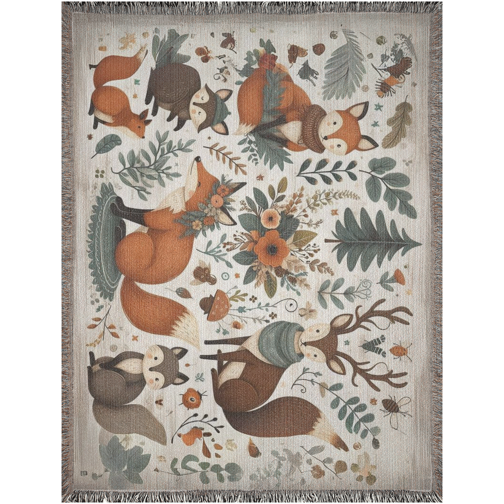 Woodland Cottagecore Woven Blanket
