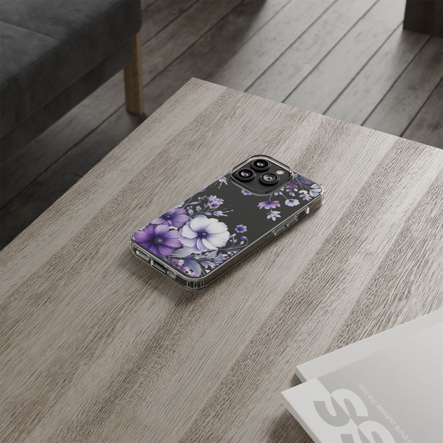 Clear Purple Flower Phone Case