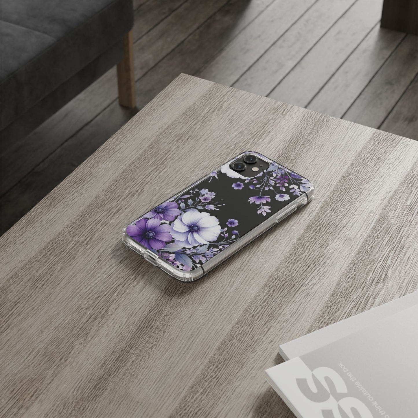 Clear Purple Flower Phone Case