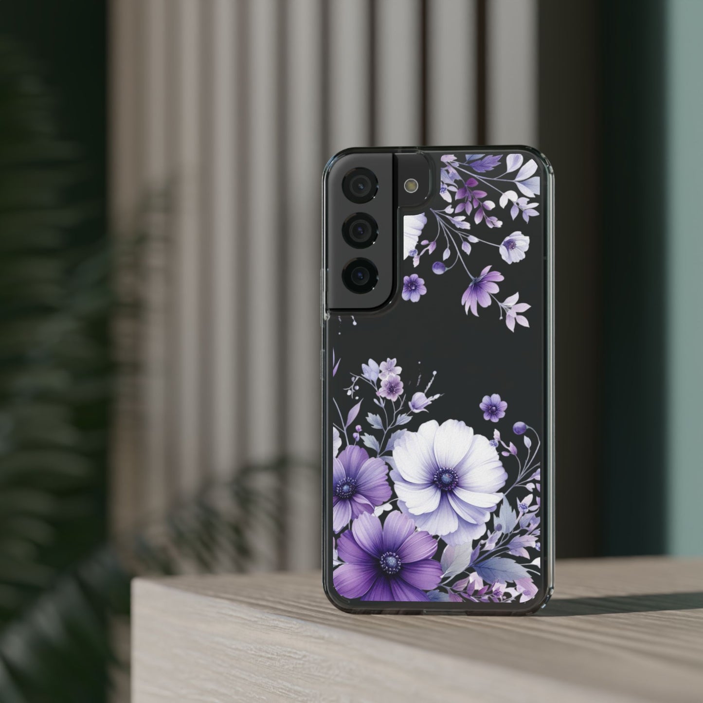 Clear Purple Flower Phone Case