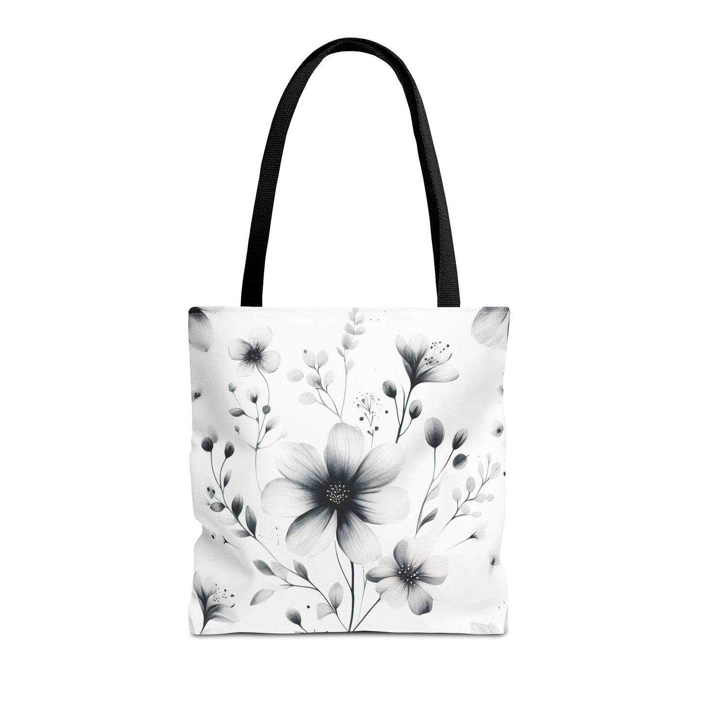 Black and white flower tote bag