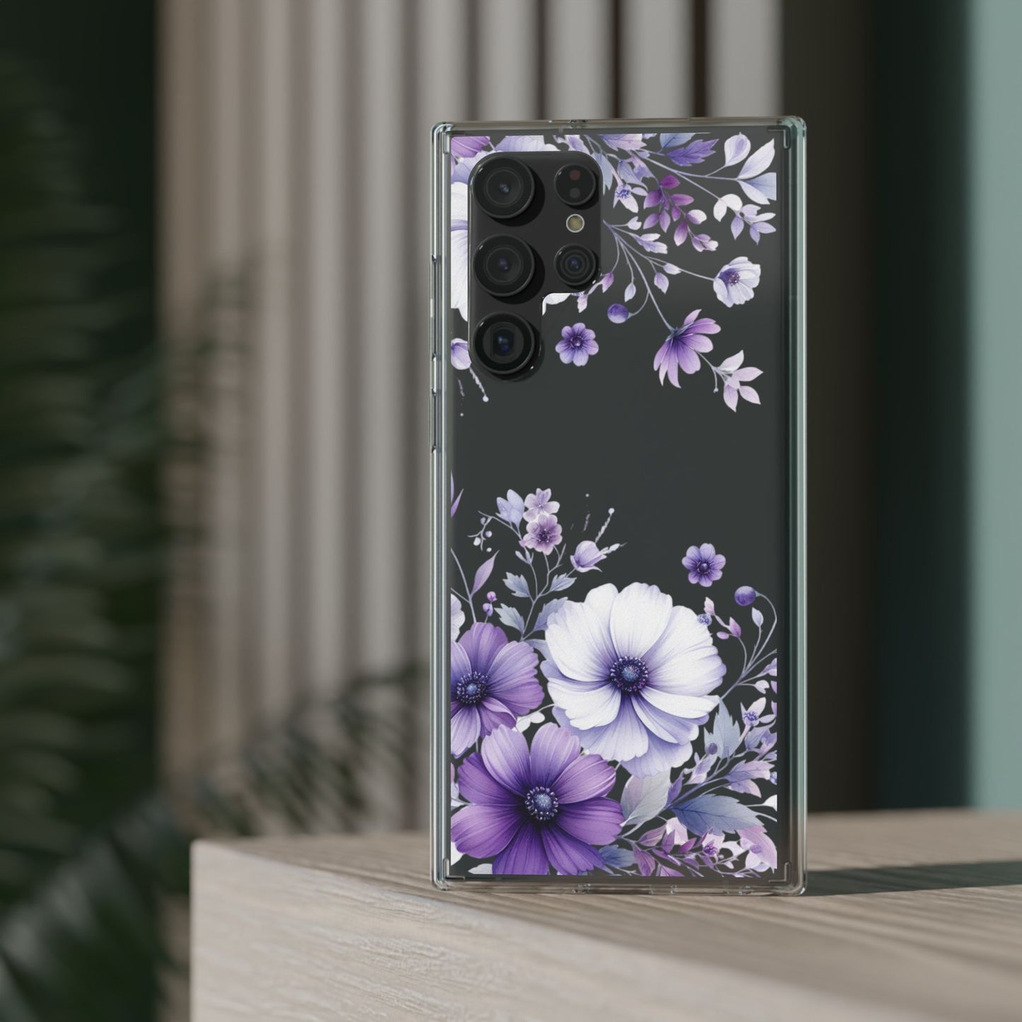 Clear Purple Flower Phone Case