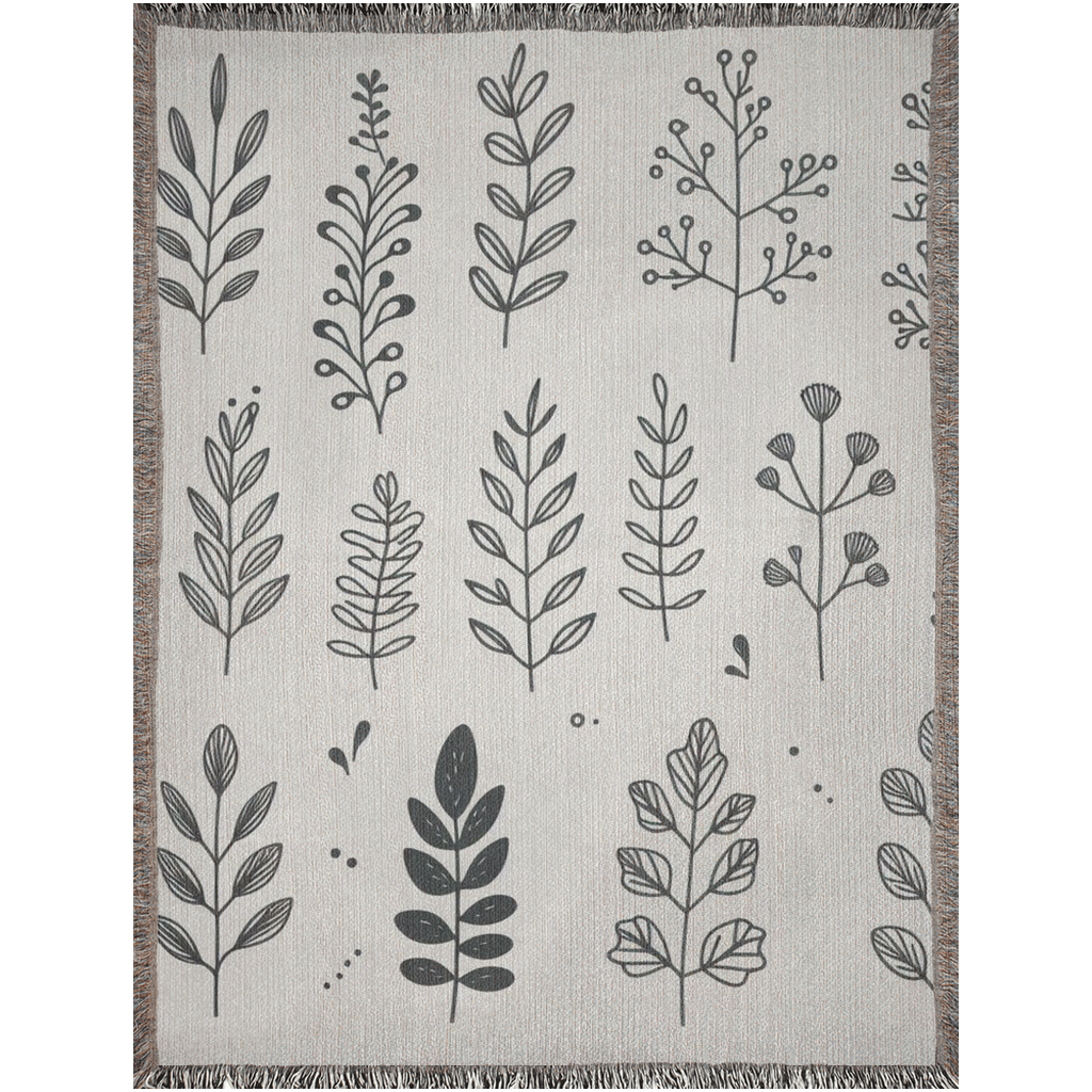 Simple Boho Plant Woven Blanket