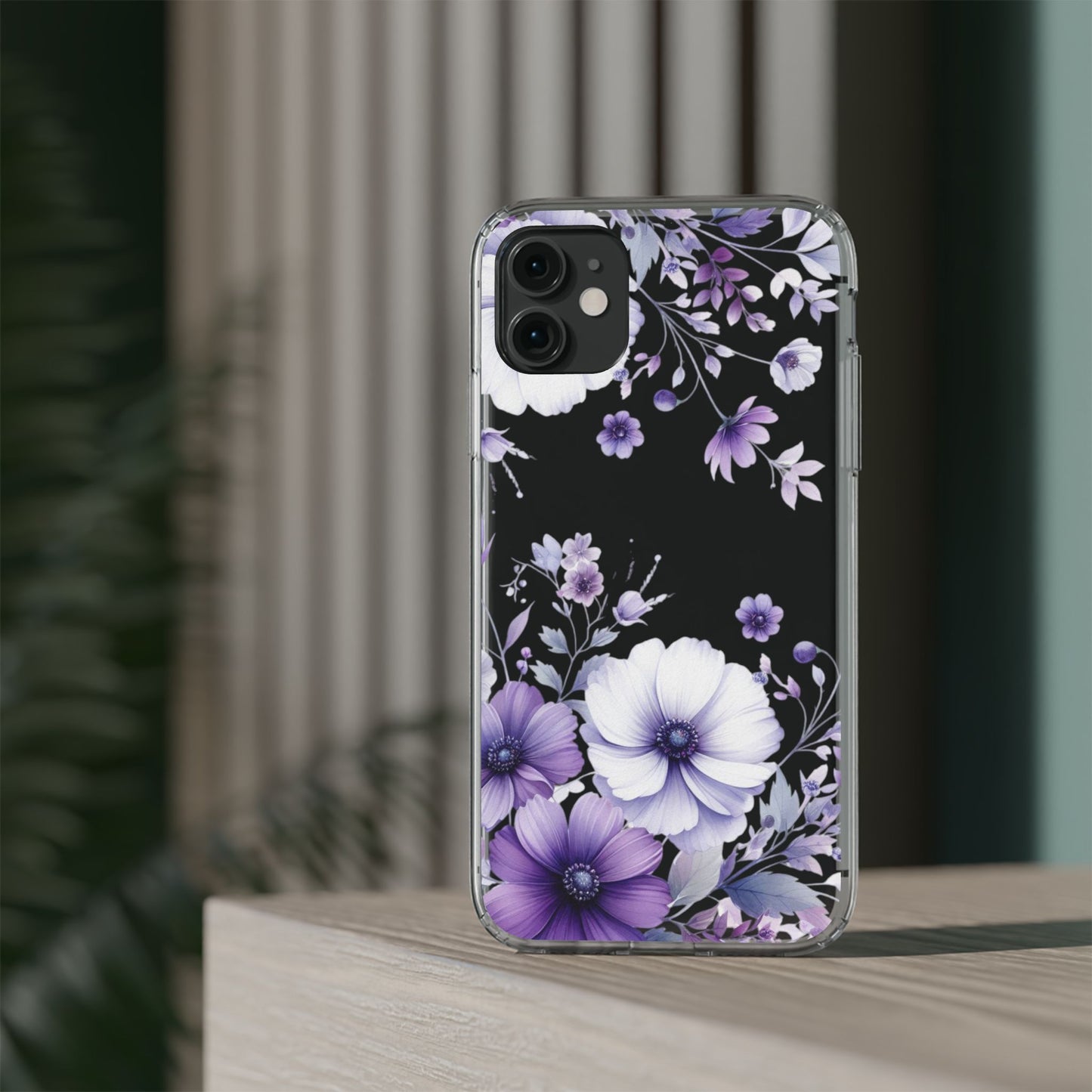 Clear Purple Flower Phone Case