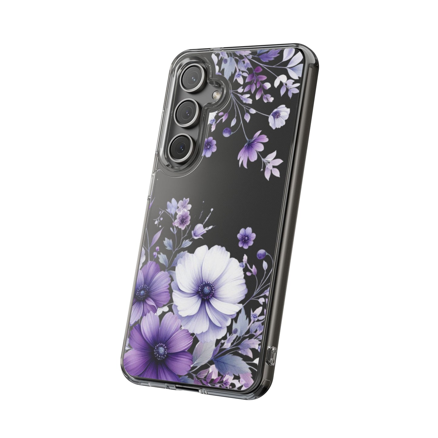 Clear Purple Flower Phone Case