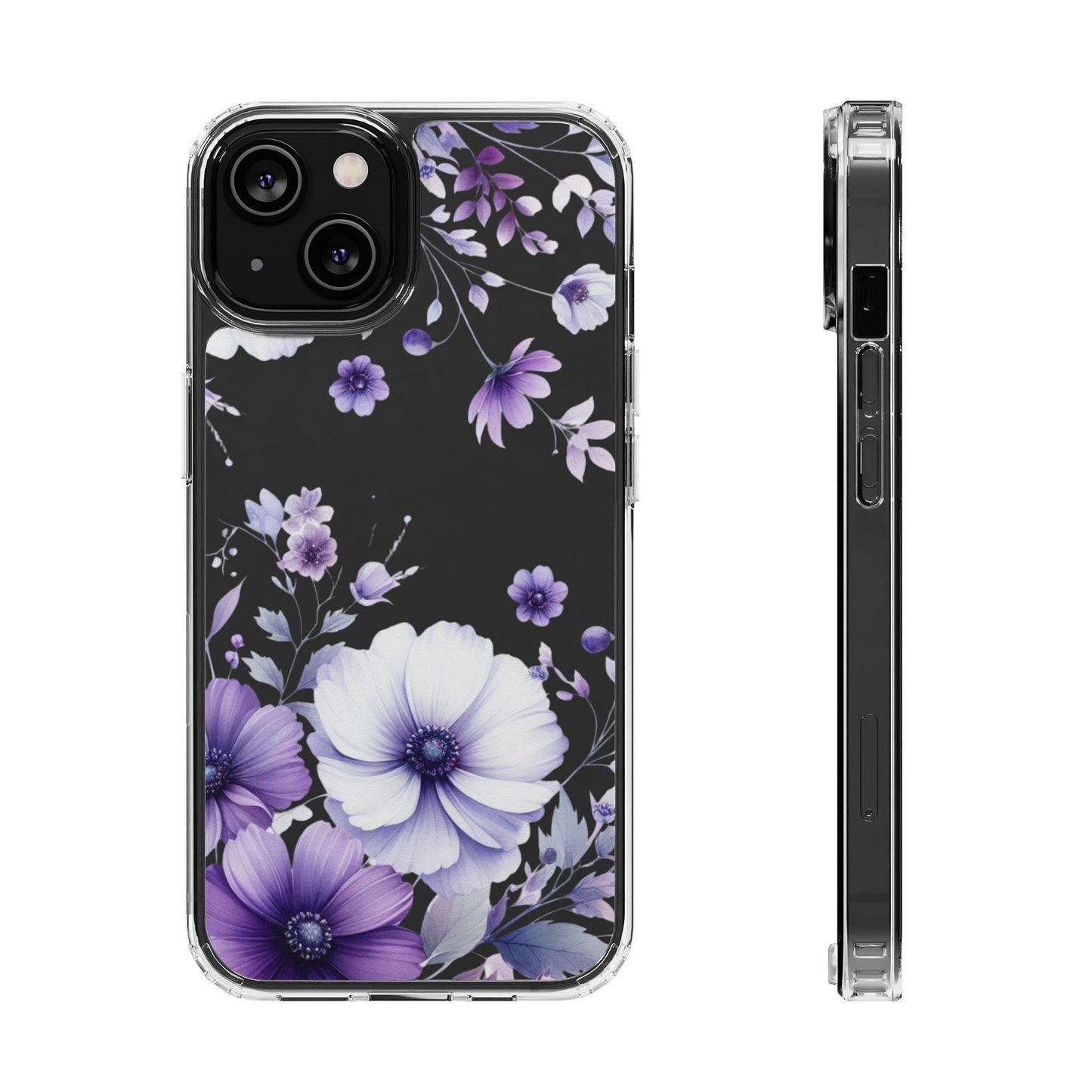 Clear Purple Flower Phone Case