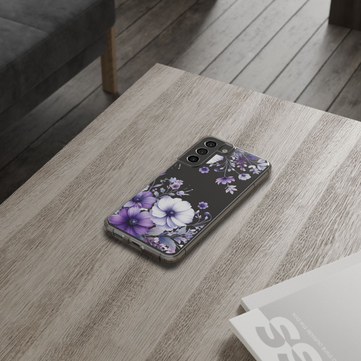 Clear Purple Flower Phone Case