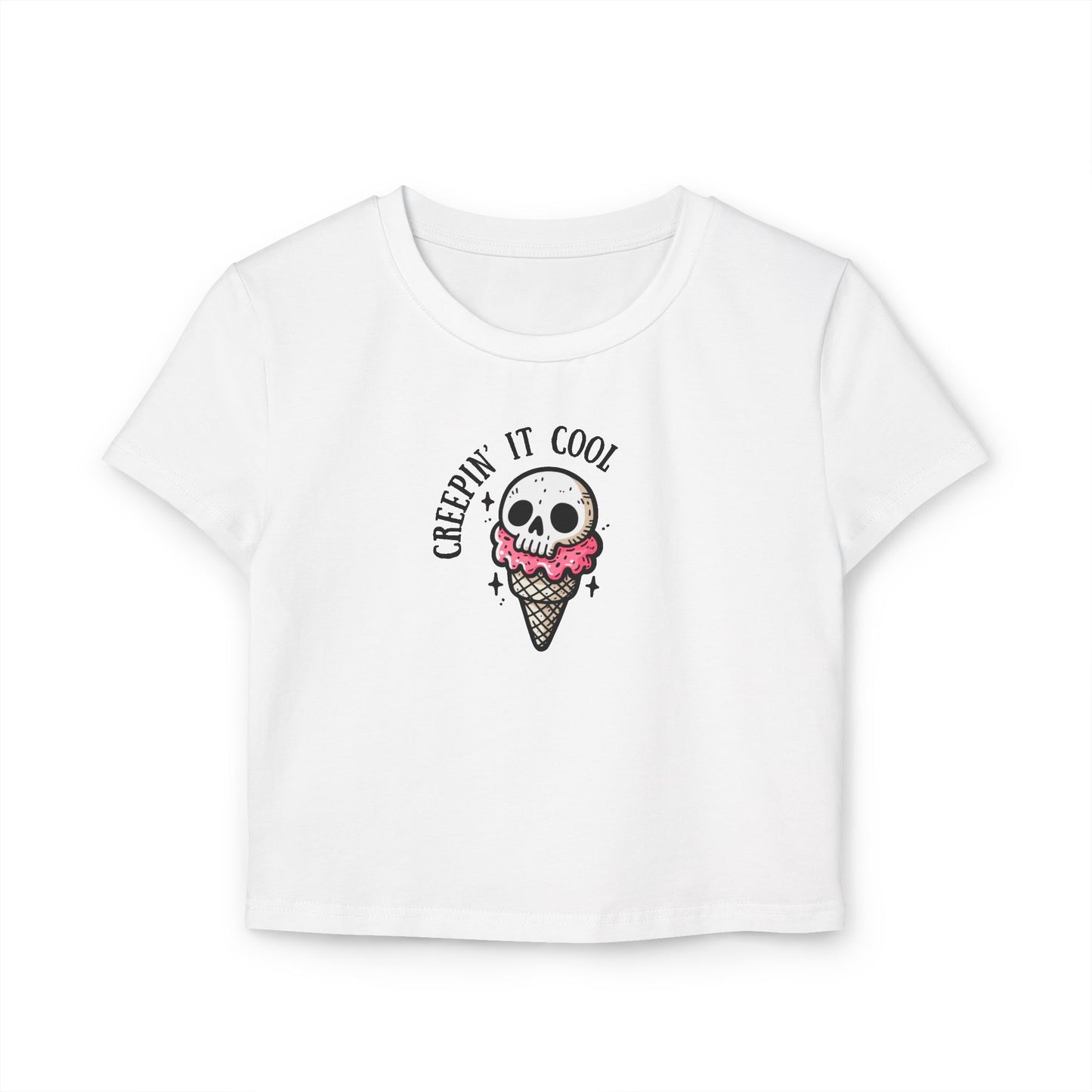 Women's Ice cream Skull Baby Tee