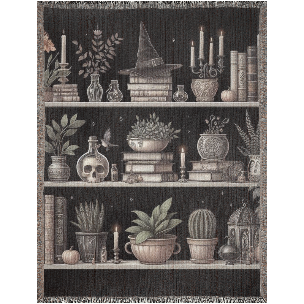 witchy shelves blanket