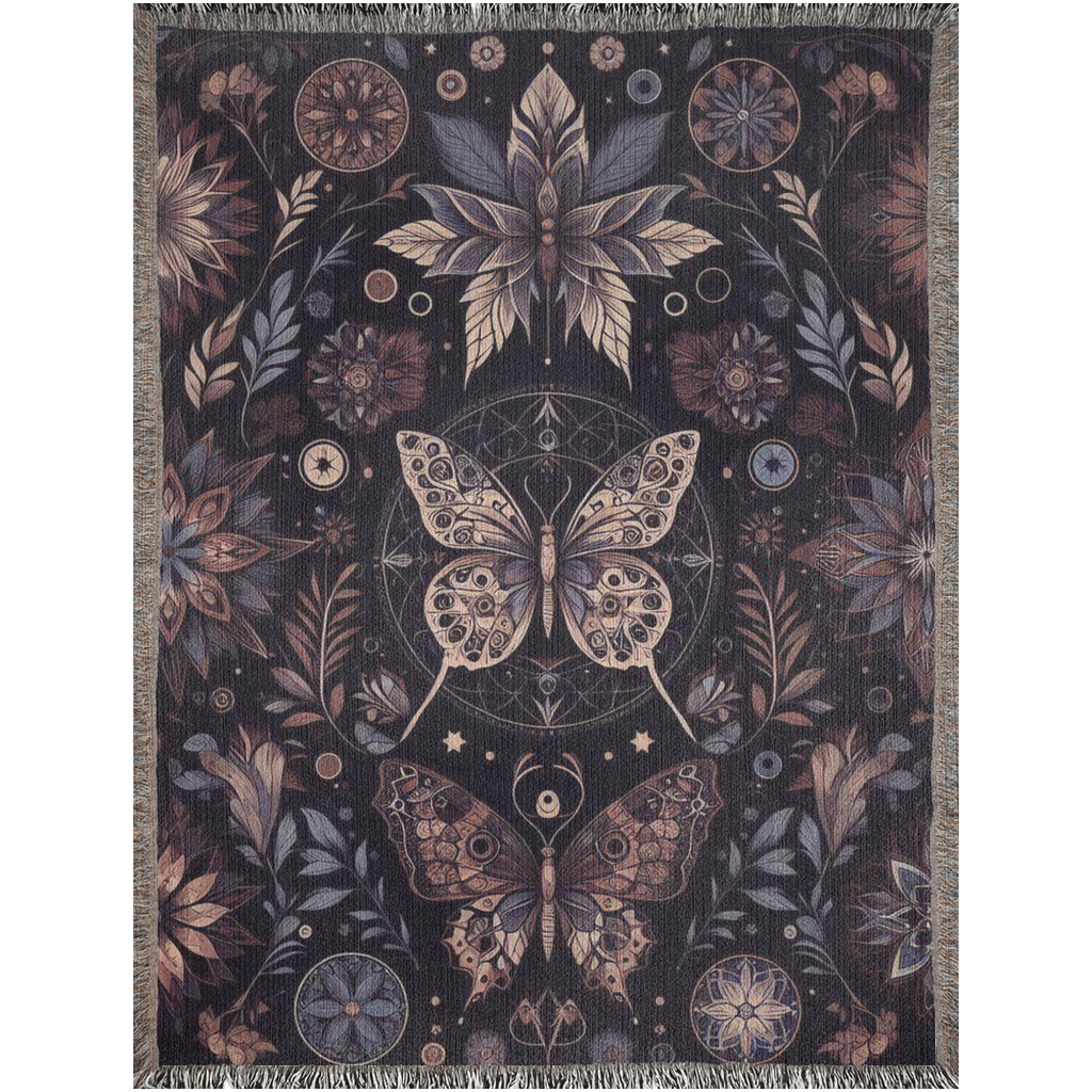Dark Butterfly Woven Blanket
