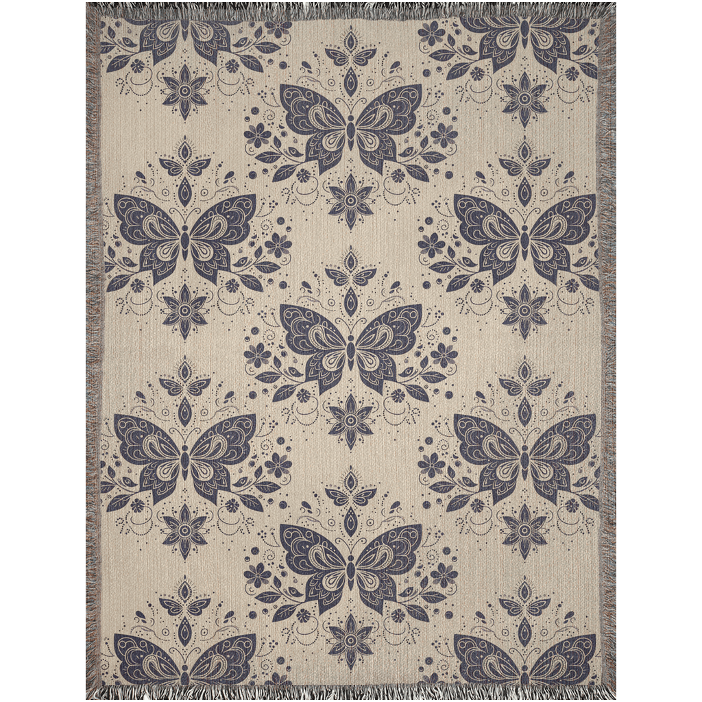 Blueish Butterfly Woven Blankets