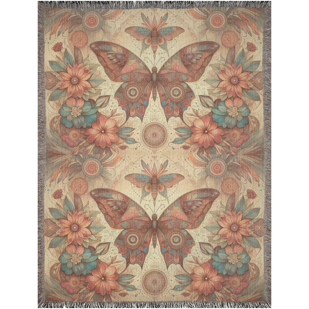 Vintage Butterfly Blanket Woven