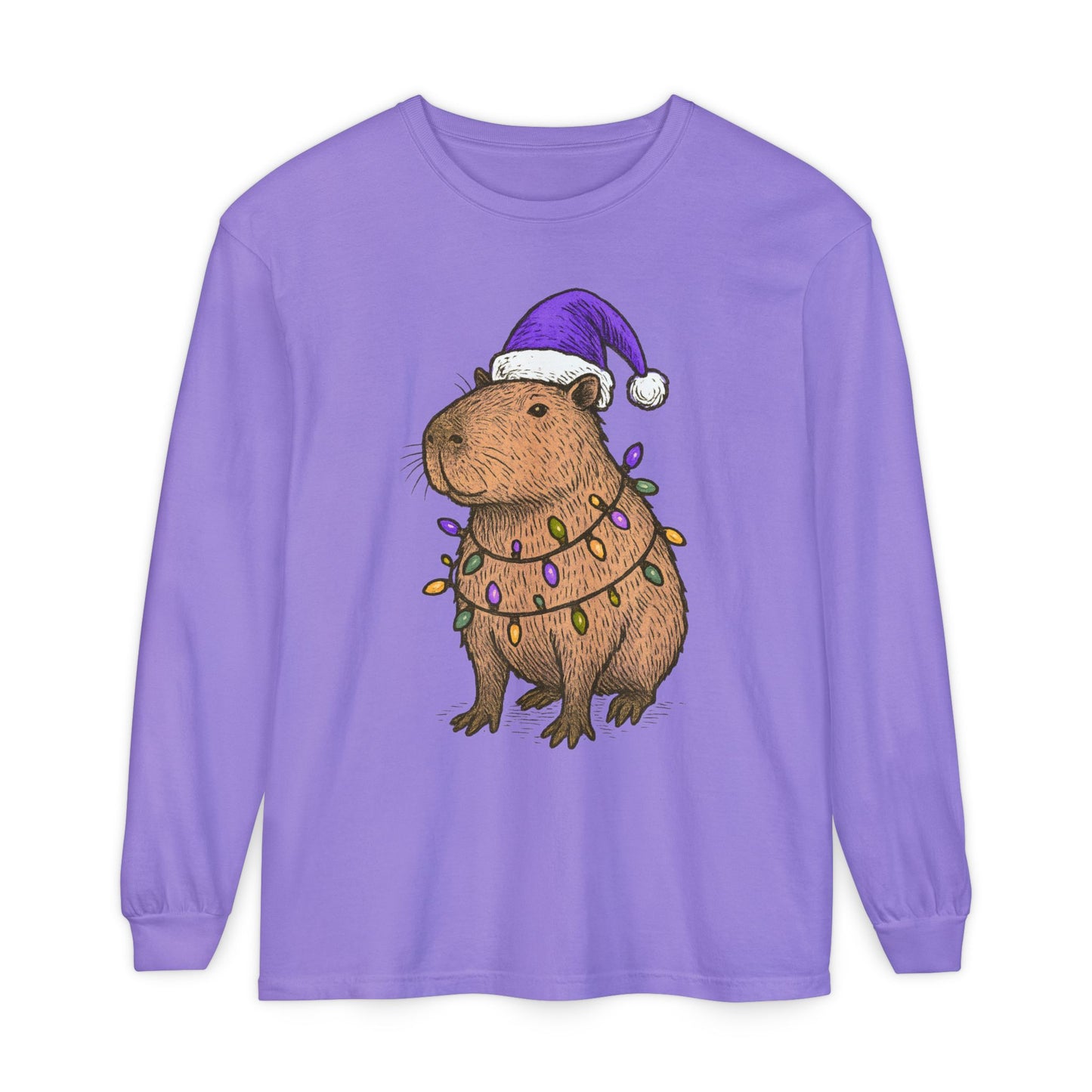 Christmas Capybara Long Sleeve Tee - Unisex T-Shirt
