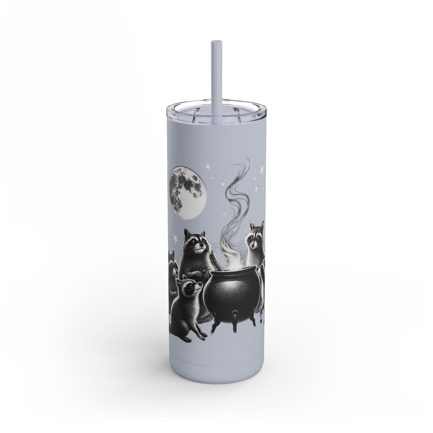 Skinny Tumbler - Cauldron Night Raccoon Design, 20oz