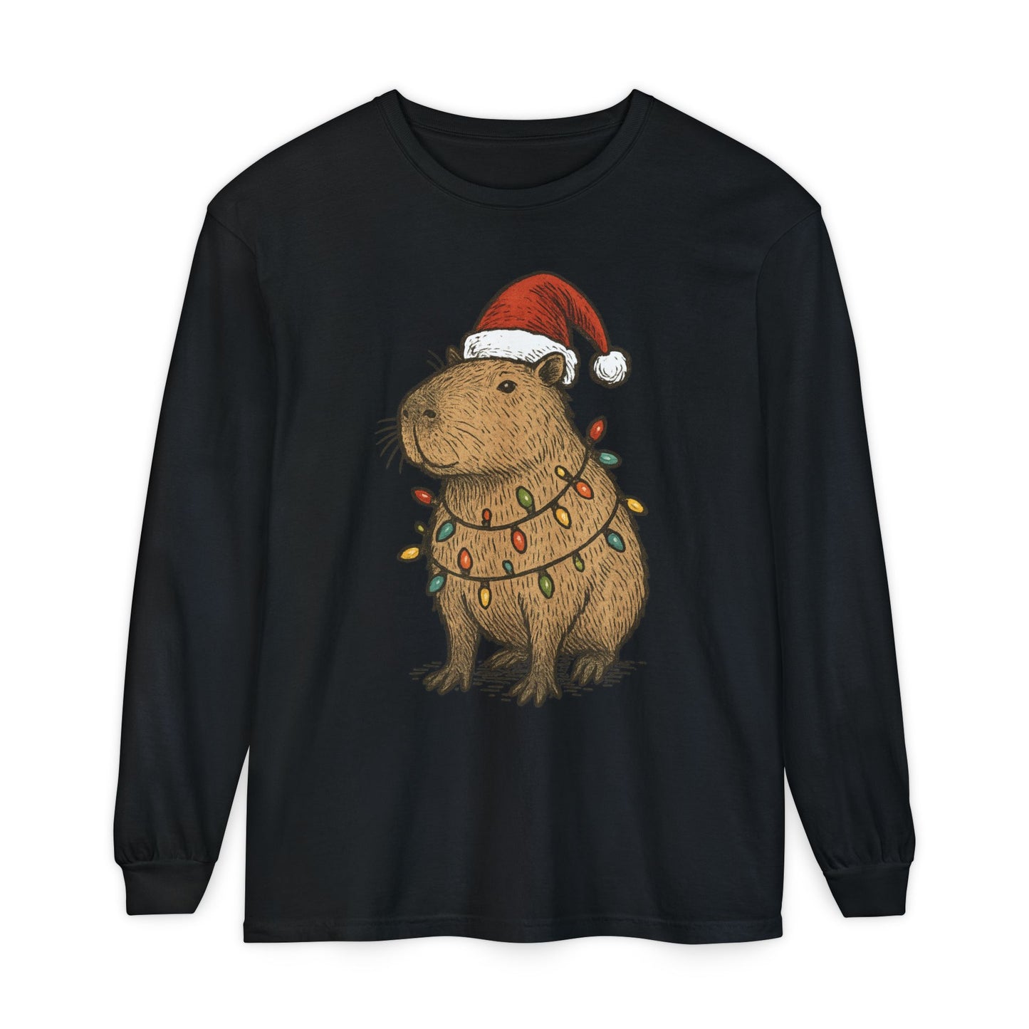 Christmas Capybara Long Sleeve Tee - Unisex T-Shirt