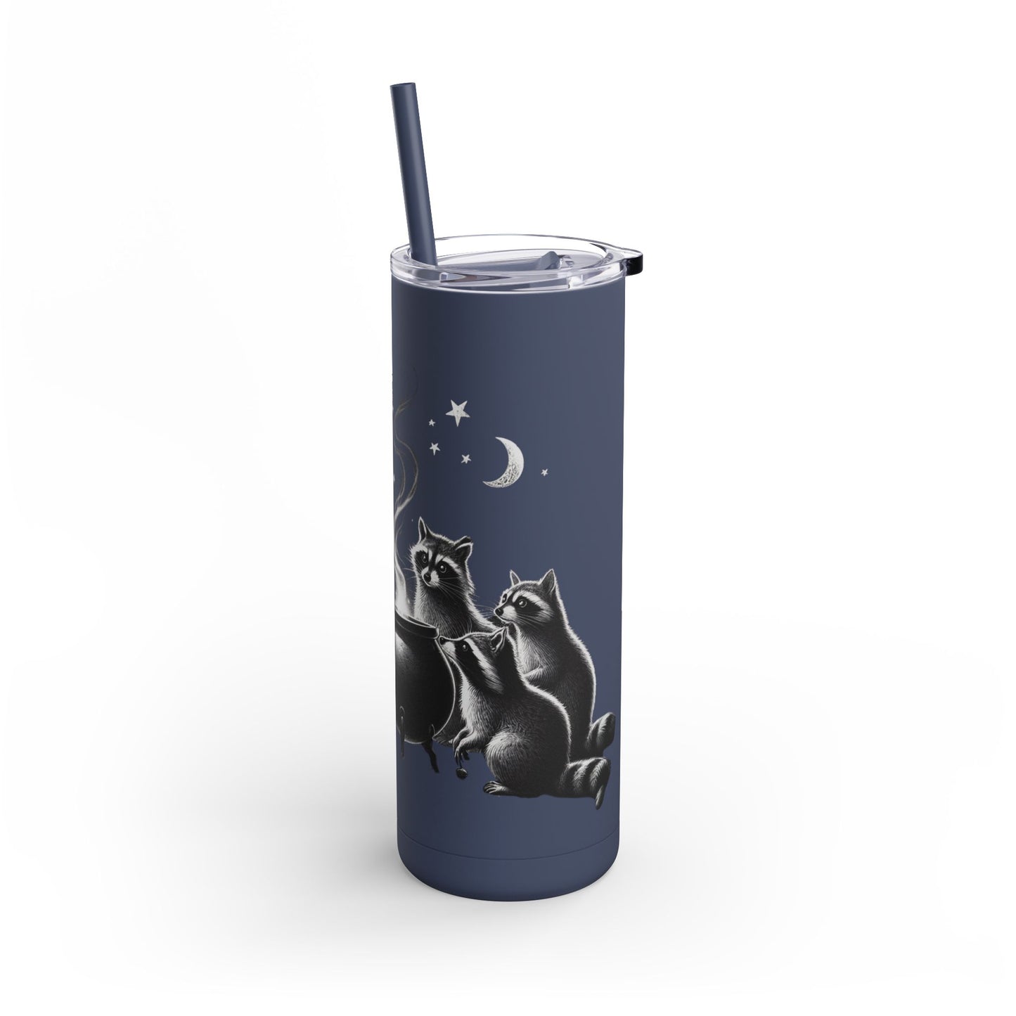 Skinny Tumbler - Cauldron Night Raccoon Design, 20oz