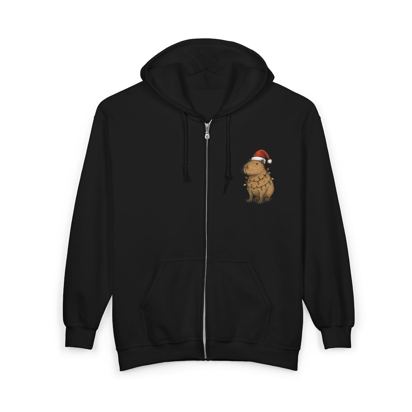 Christmas Capybara Zip-Up Sweatshirt