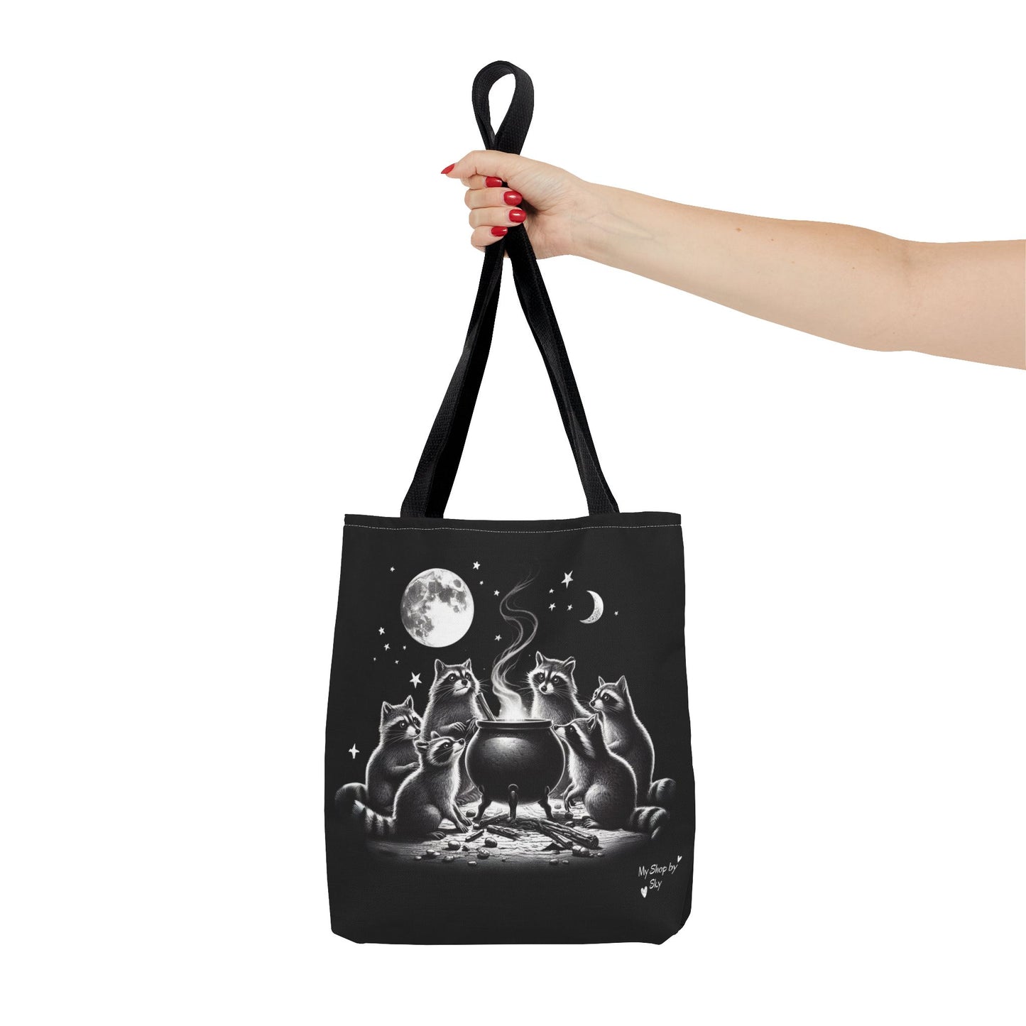 Cauldron Night Raccoons Tote Bag