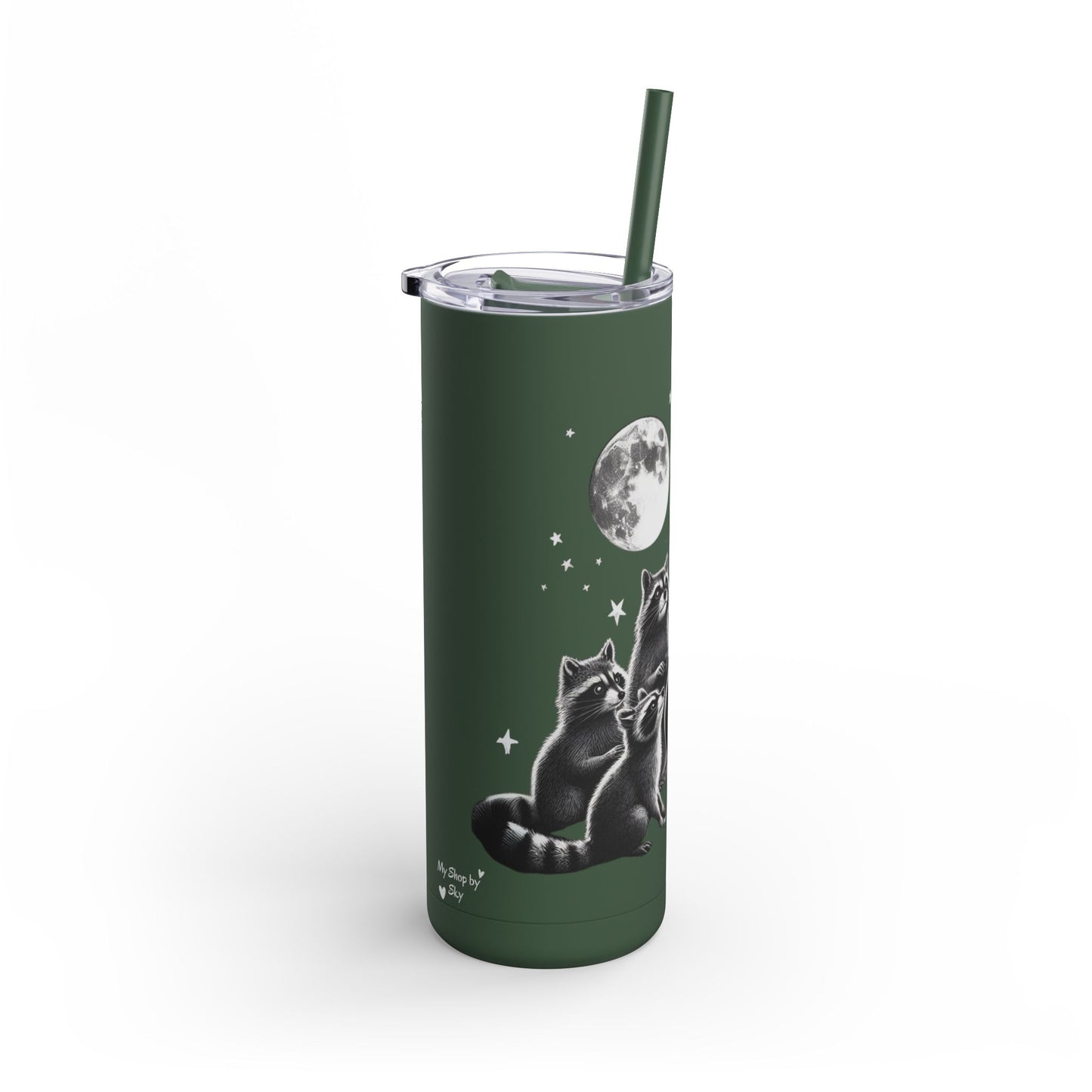 Skinny Tumbler - Cauldron Night Raccoon Design, 20oz