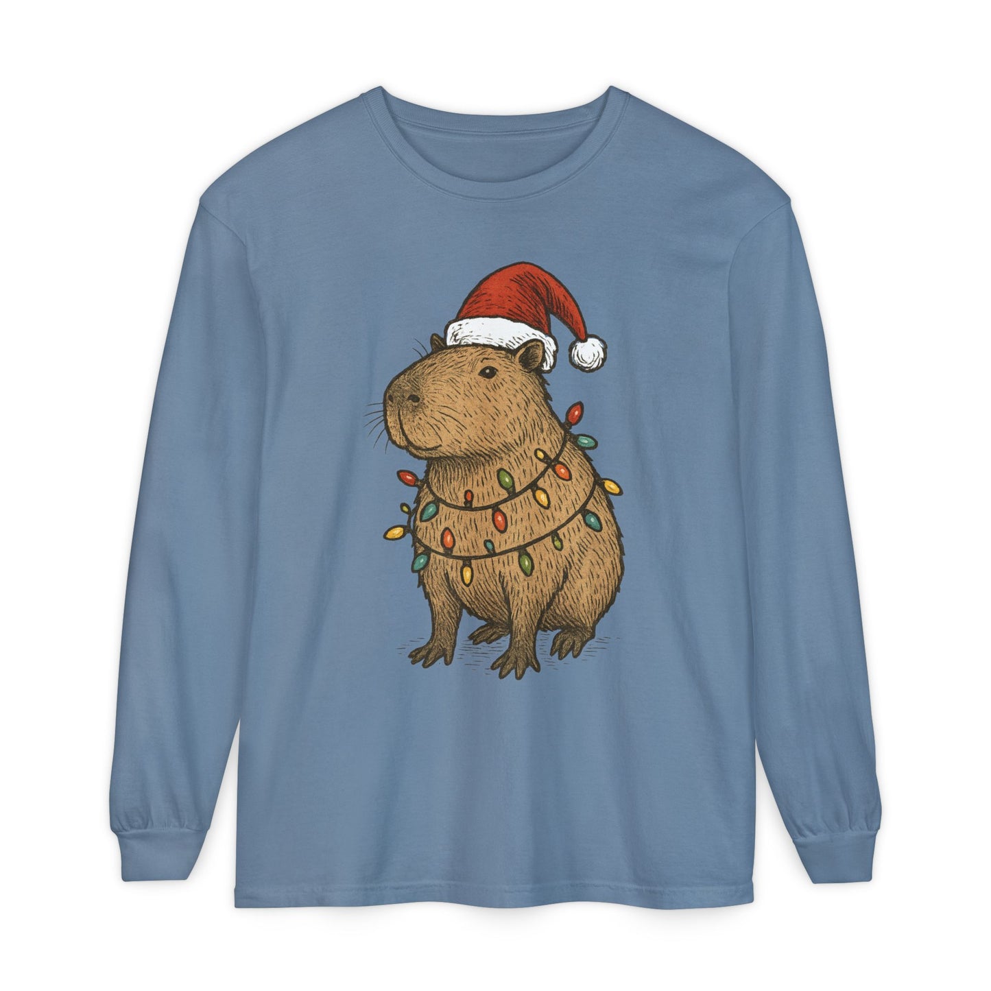 Christmas Capybara Long Sleeve Tee - Unisex T-Shirt