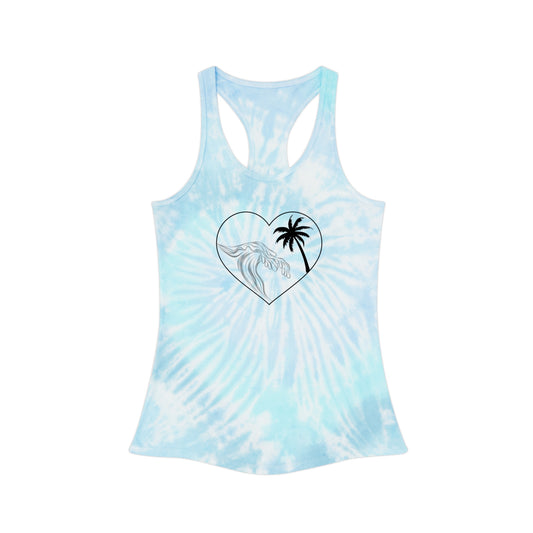 Tie Dye Palm Tree Wave Heart Tank Top