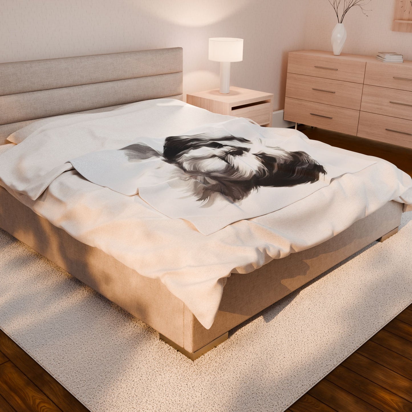 Shih Tzu Velveteen Plush Blanket — Soft Cozy Dog-Lover Throw