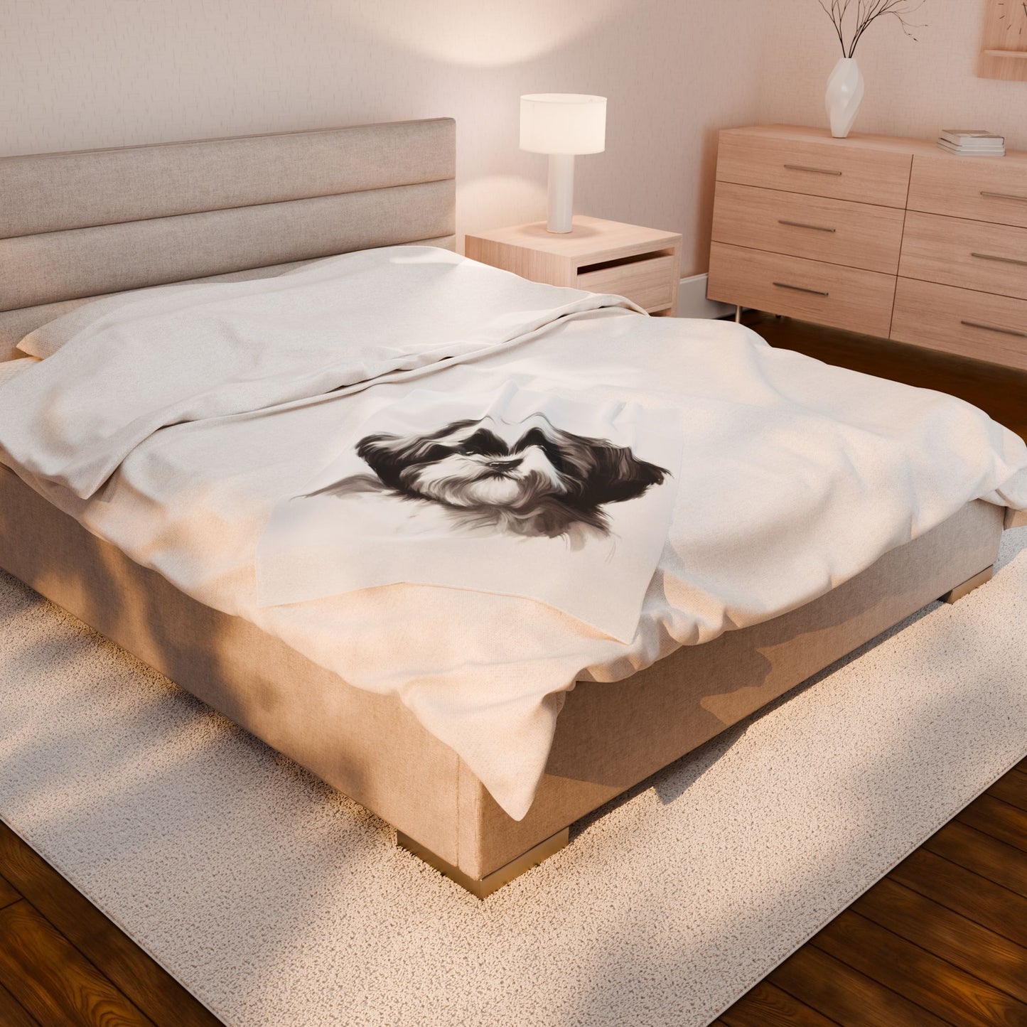 Shih Tzu Velveteen Plush Blanket — Soft Cozy Dog-Lover Throw