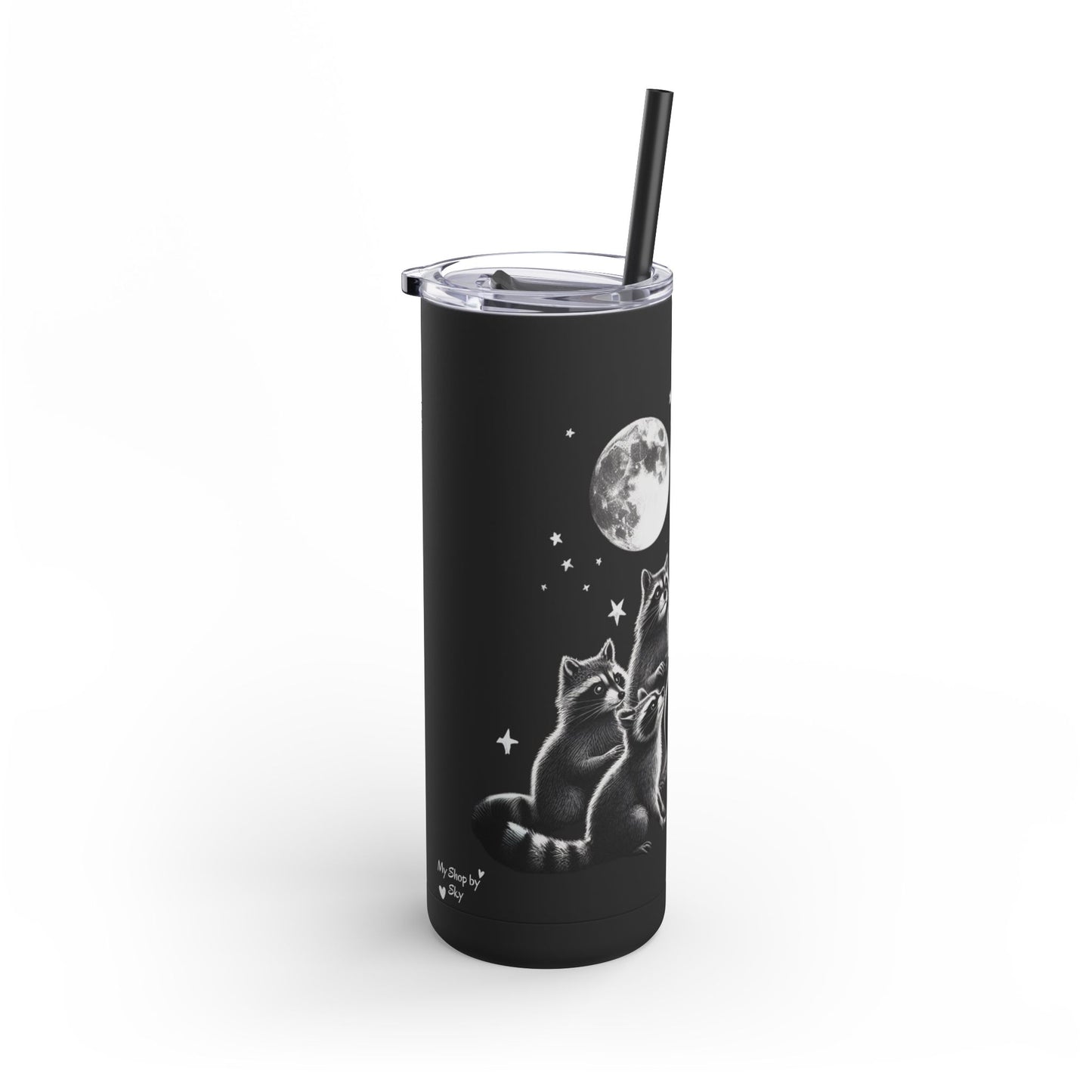 Skinny Tumbler - Cauldron Night Raccoon Design, 20oz