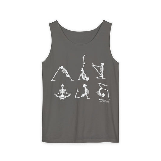 Skeleton Yoga Deign Tank Top - Unisex Garment-Dyed