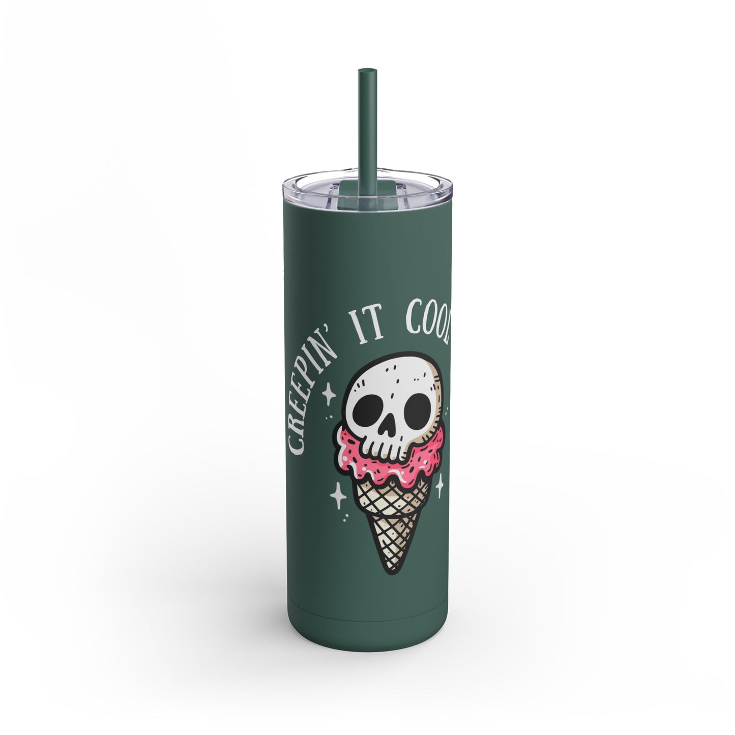 Tumbler Cup - Ice Cream Skeleton-  20oz Skinny Matte