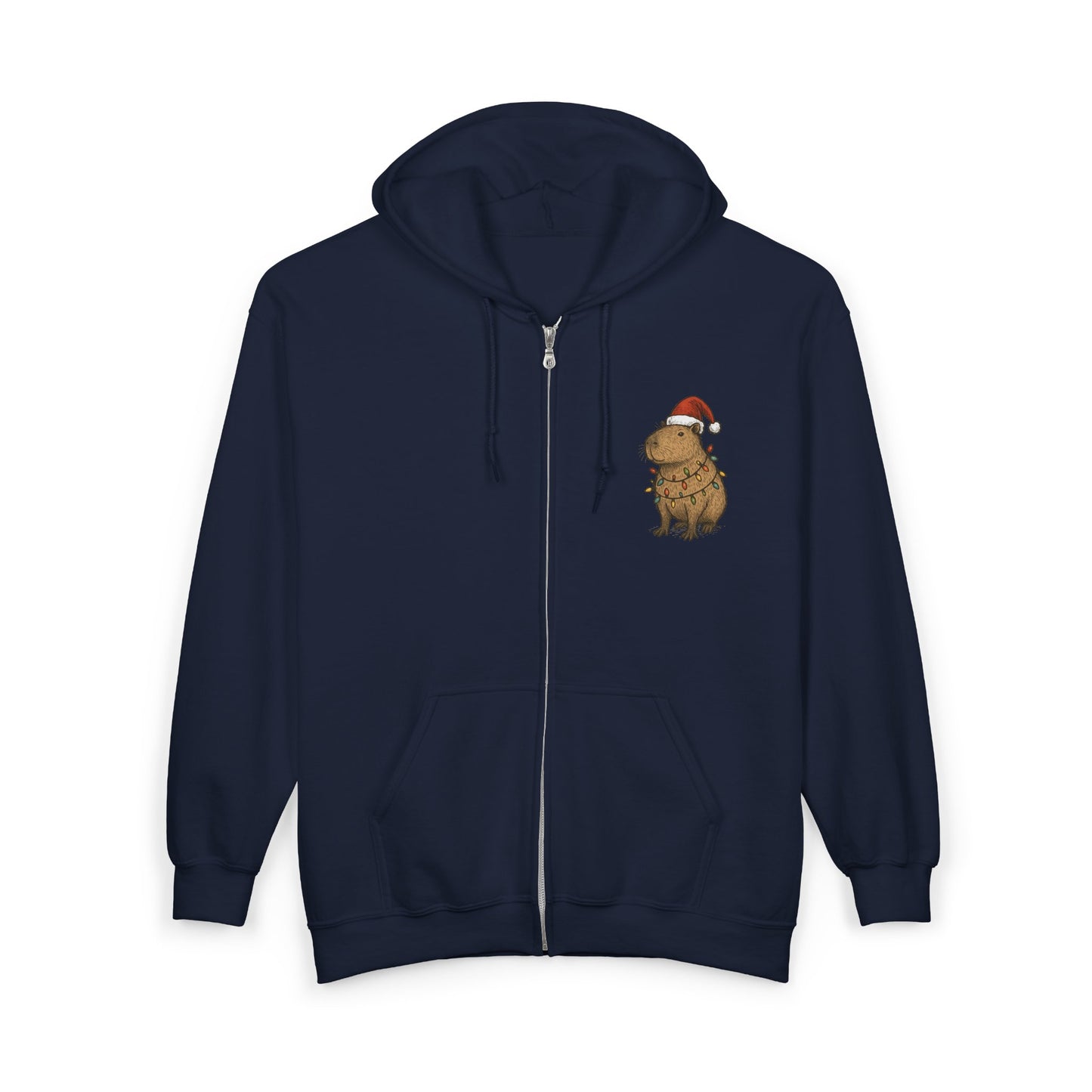 Christmas Capybara Zip-Up Sweatshirt