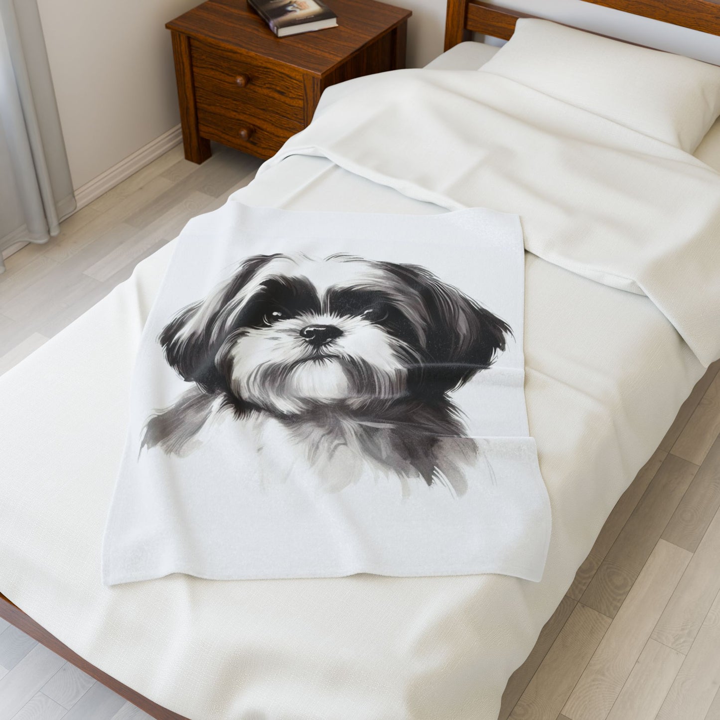 Shih Tzu Velveteen Plush Blanket — Soft Cozy Dog-Lover Throw