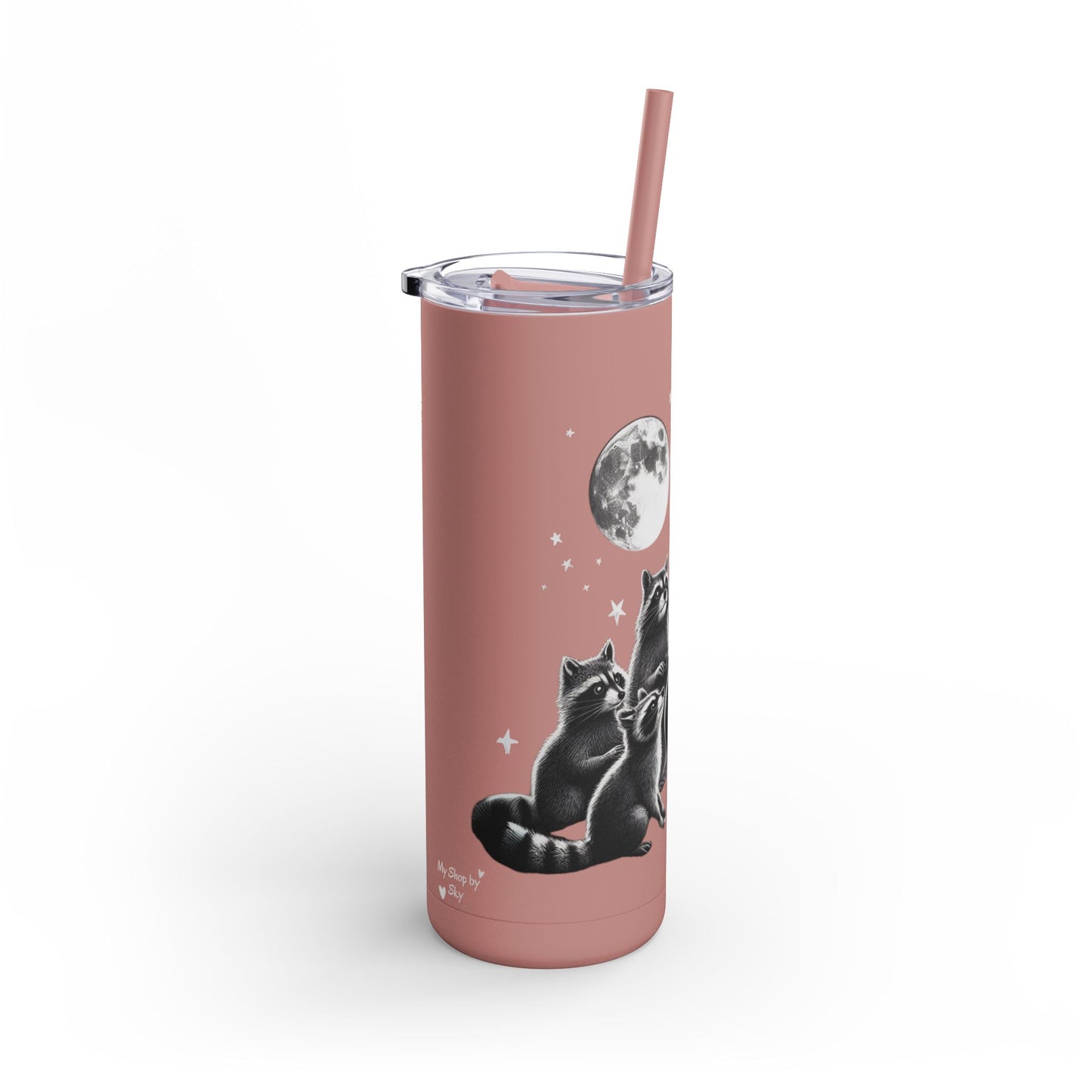 Skinny Tumbler - Cauldron Night Raccoon Design, 20oz