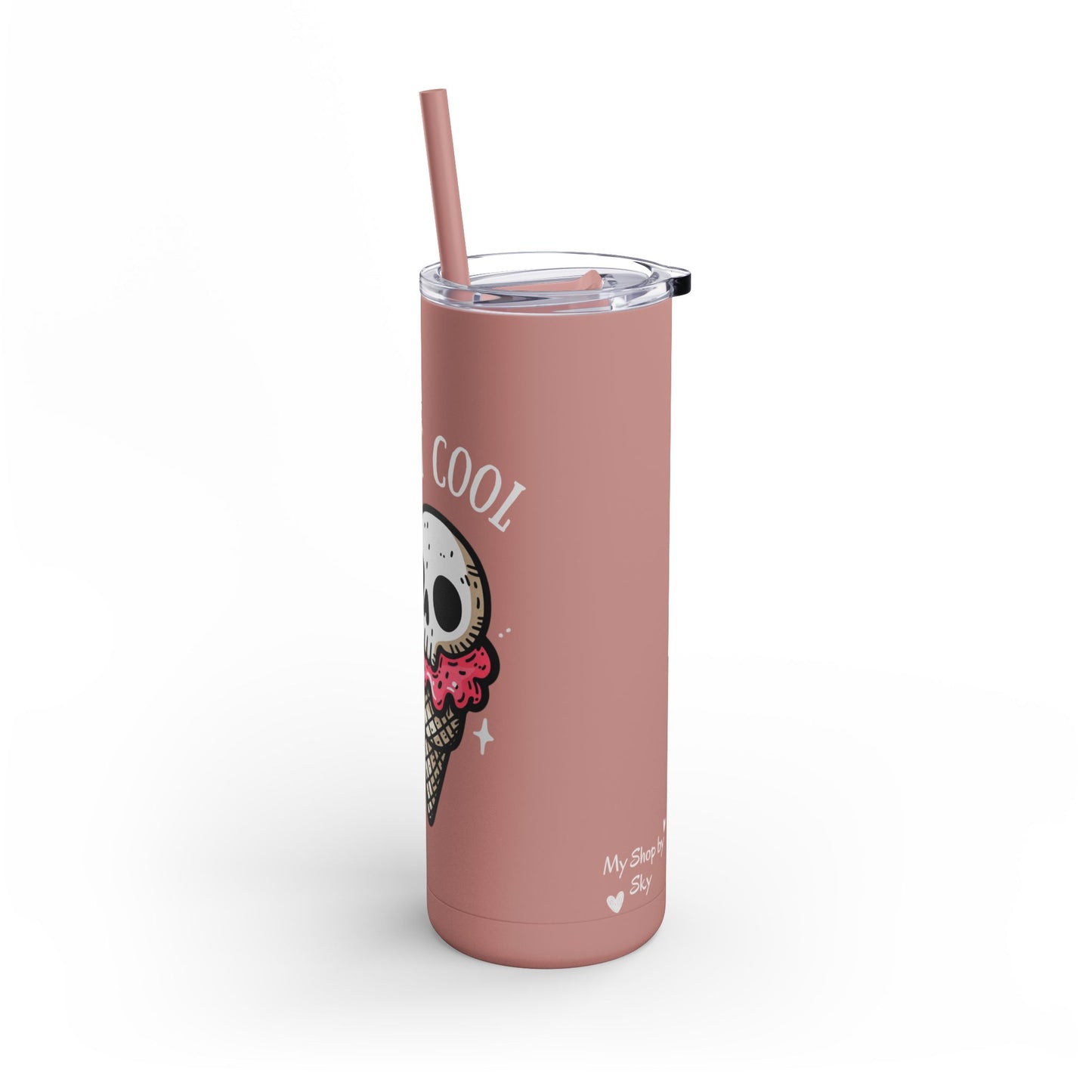 Tumbler Cup - Ice Cream Skeleton-  20oz Skinny Matte
