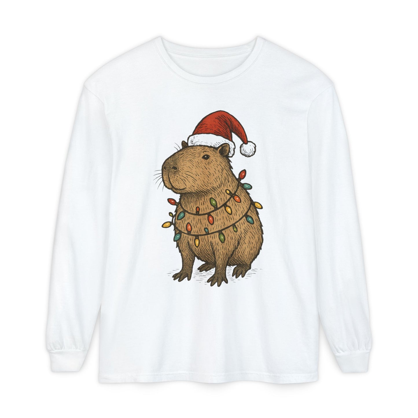 Christmas Capybara Long Sleeve Tee - Unisex T-Shirt