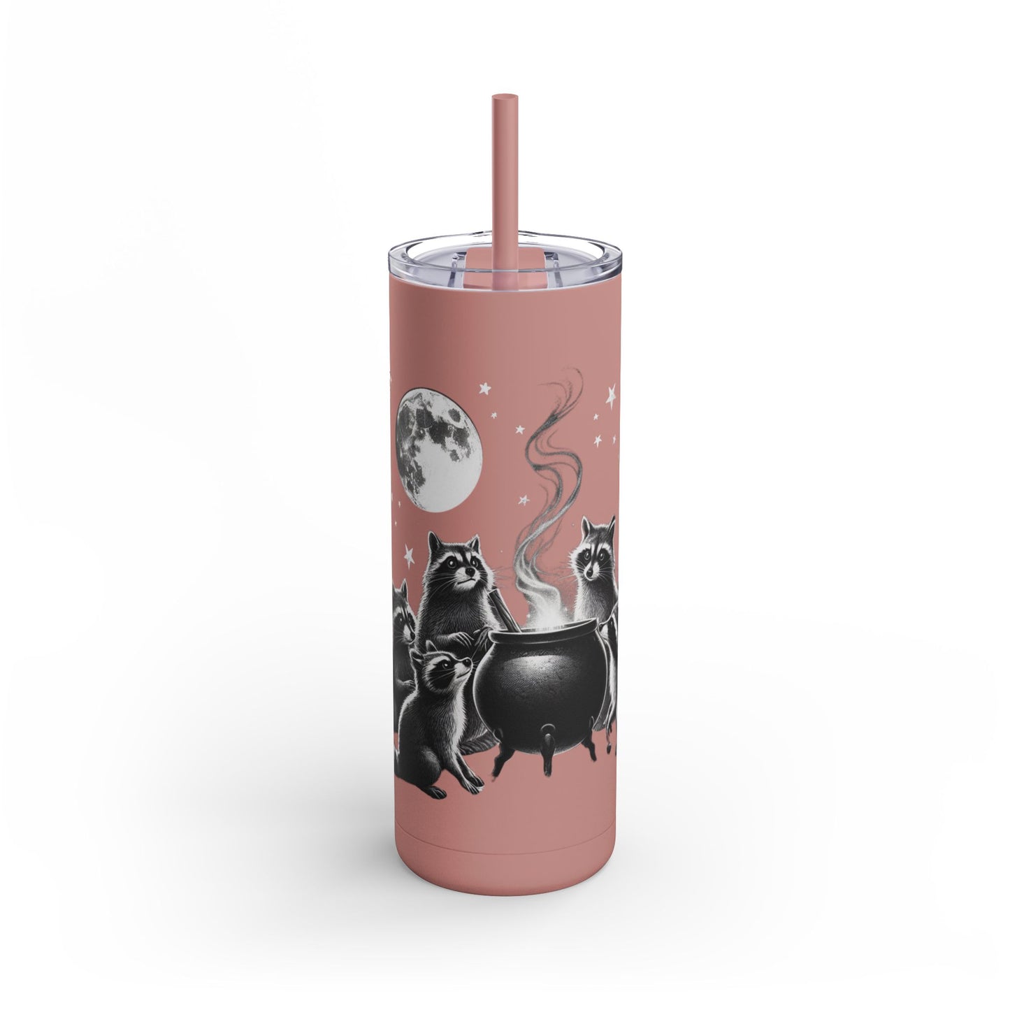 Skinny Tumbler - Cauldron Night Raccoon Design, 20oz