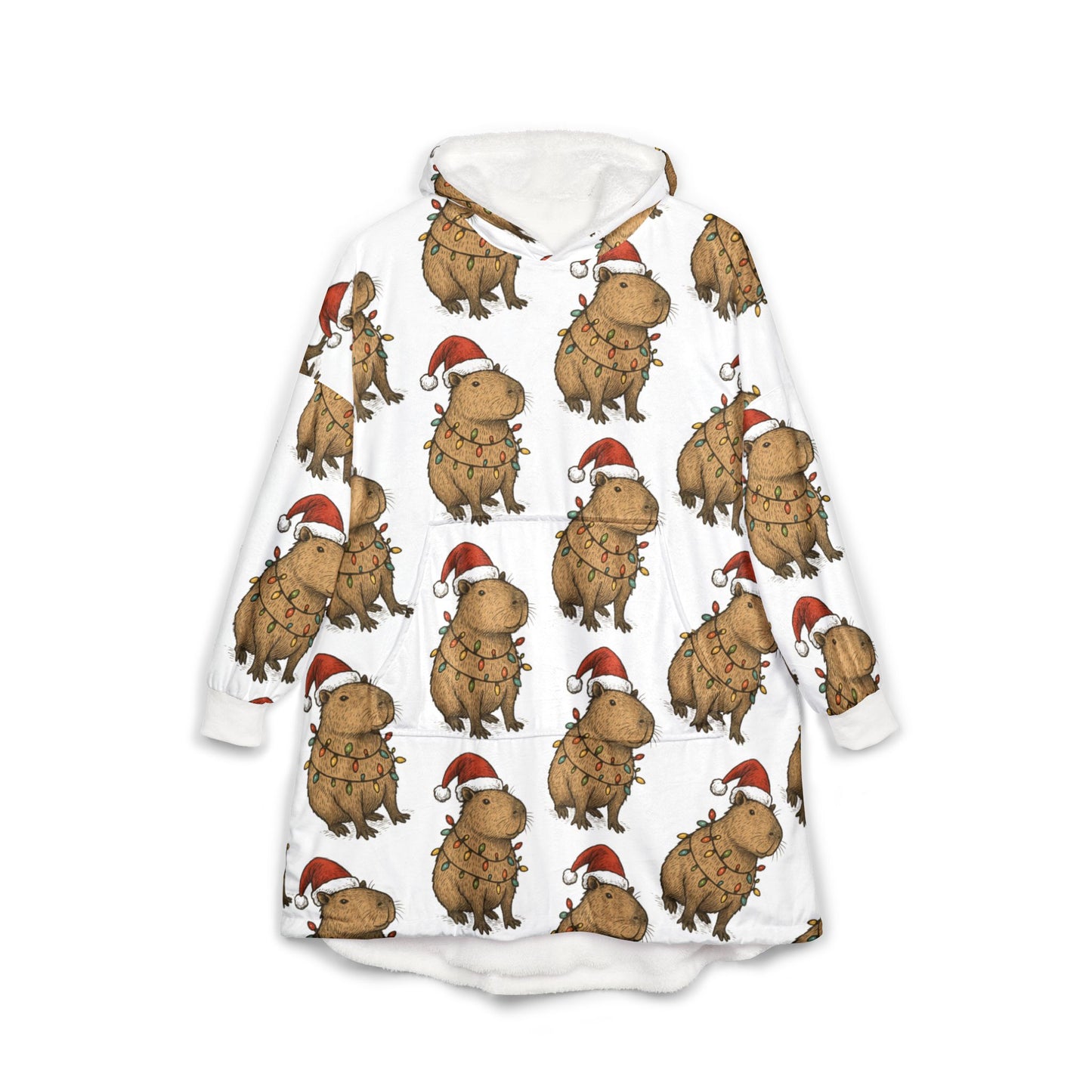 Christmas Capybara Hooded Blanket