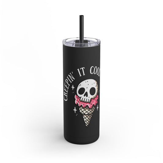Tumbler Cup - Ice Cream Skeleton-  20oz Skinny Matte