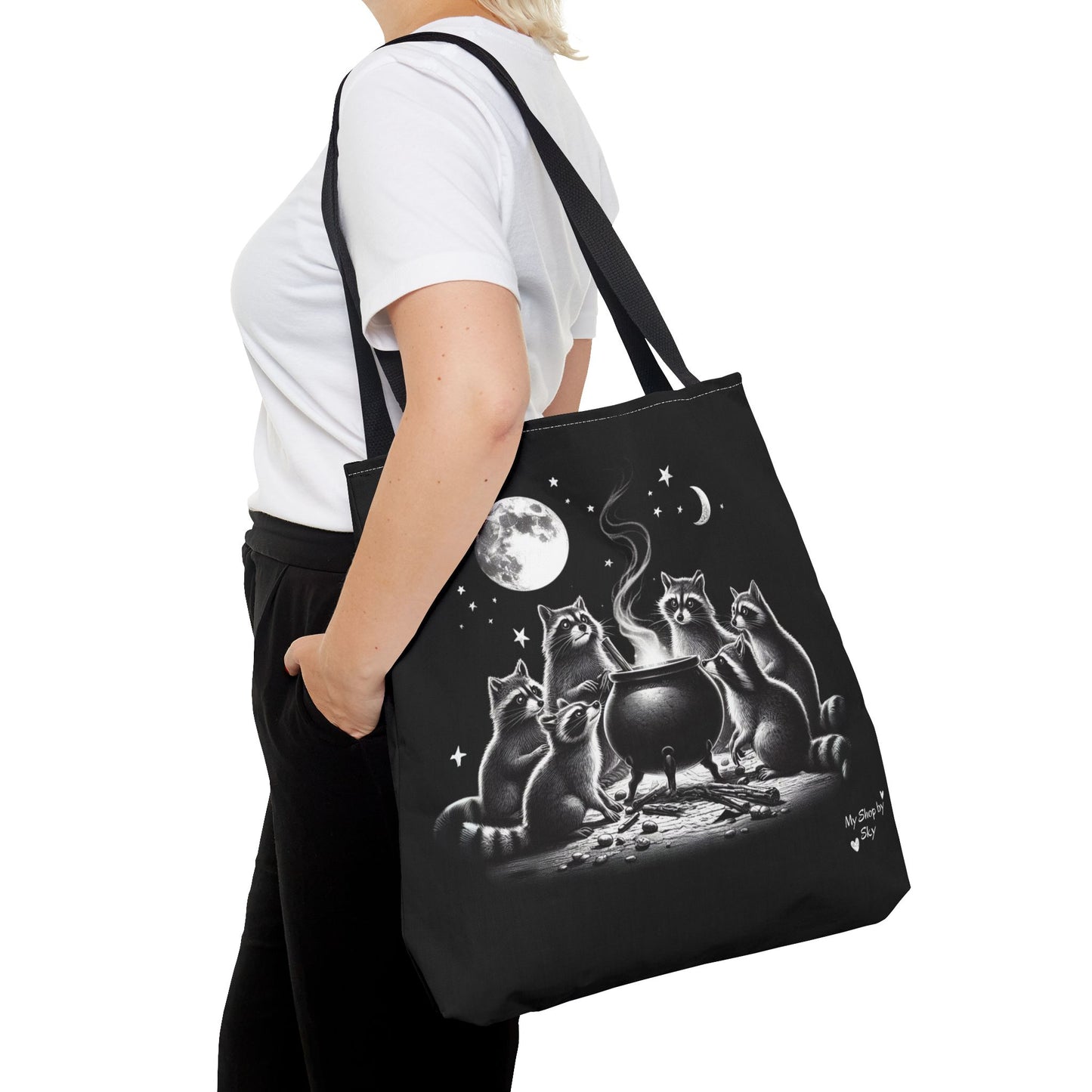 Cauldron Night Raccoons Tote Bag