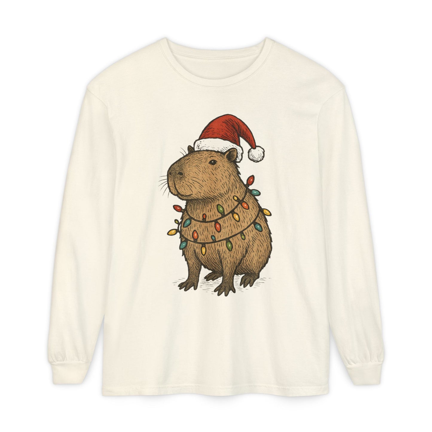 Christmas Capybara Long Sleeve Tee - Unisex T-Shirt