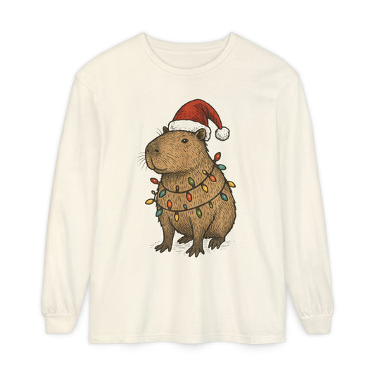 Christmas Capybara Long Sleeve Tee - Unisex T-Shirt