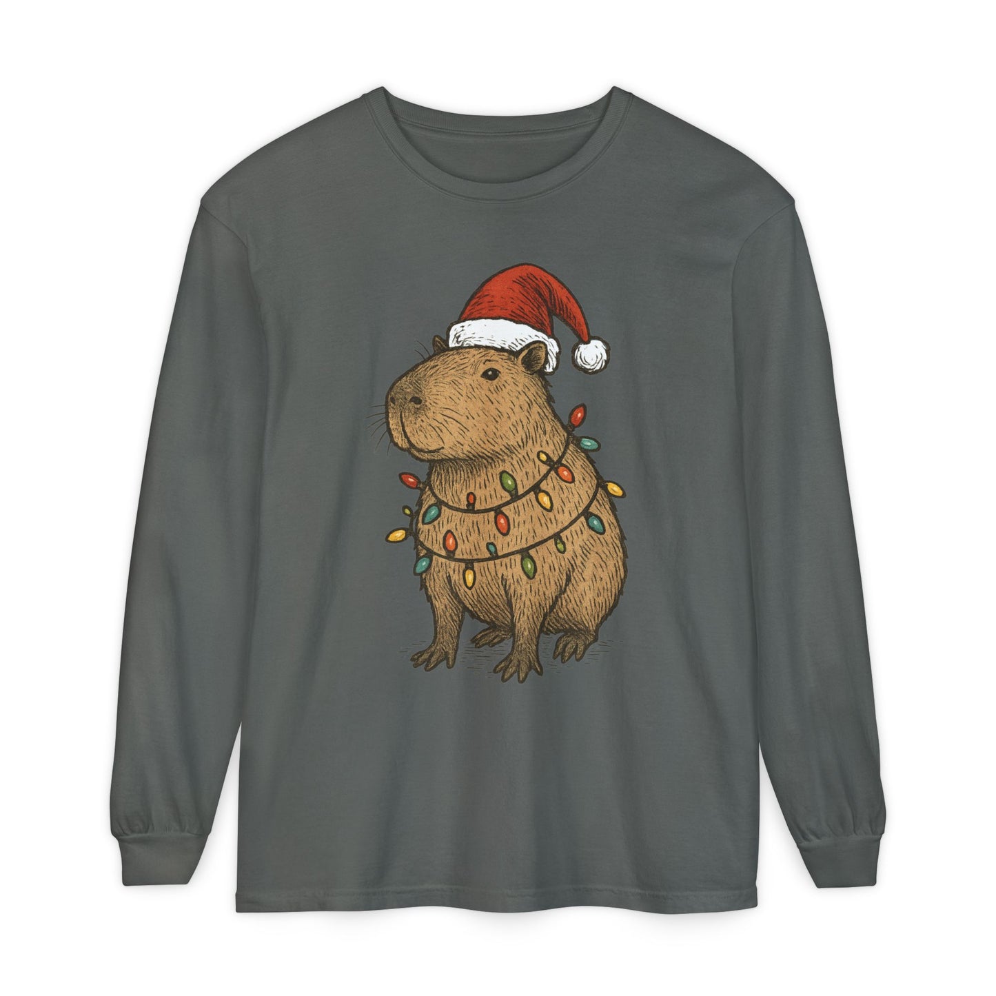 Christmas Capybara Long Sleeve Tee - Unisex T-Shirt